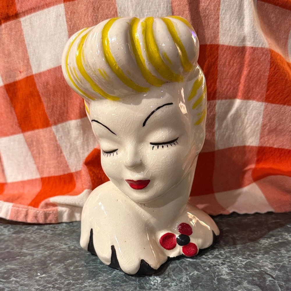 Vintage Ceramic Lady Head Vase